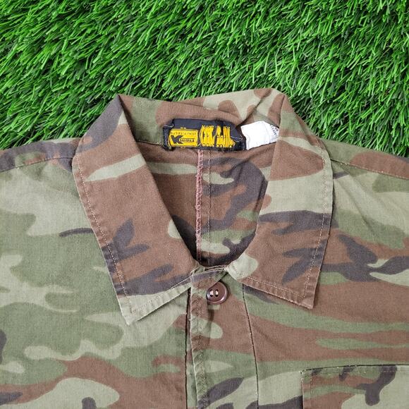 Vintage Y2K Military Camo Jacket Large 23x24 Brown Green - Picture 12 of 16